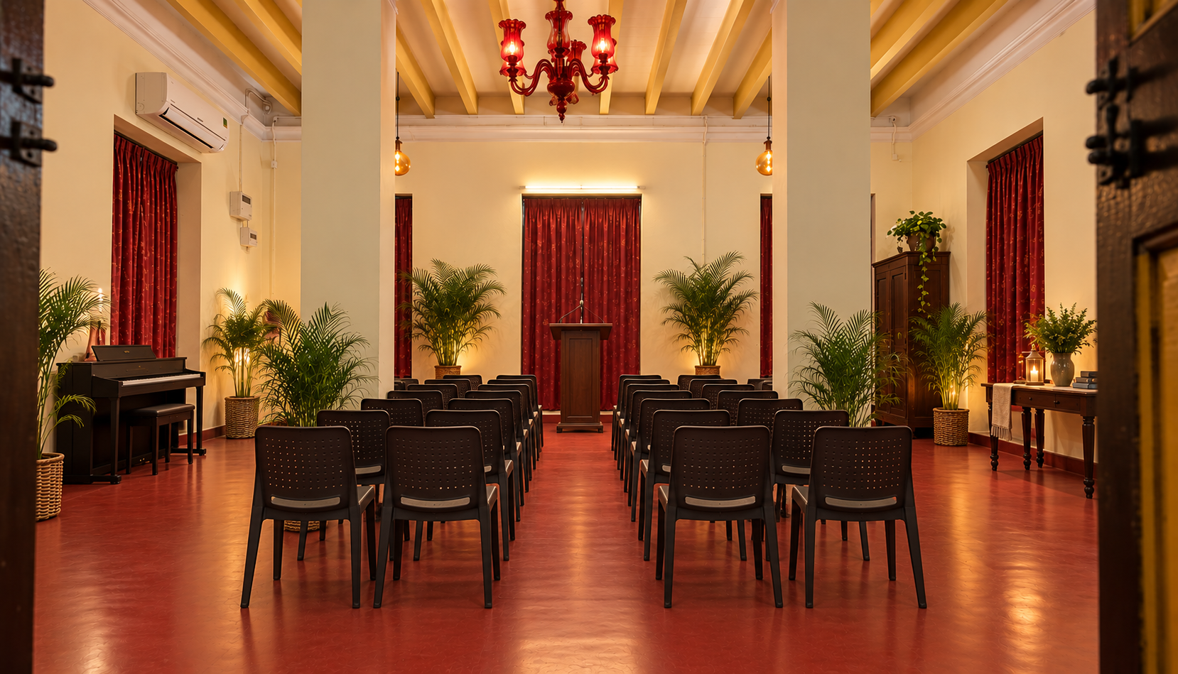 The event hall set for a celebration